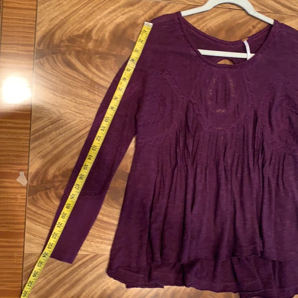 Free People Size XS US Stretch Cotton Jersey and Lace Top in Color Eggplant - Picture 12 of 14